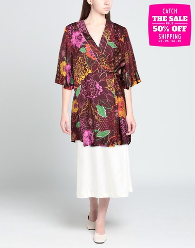 RRP €367 SFIZIO STUDIO Silk Twill Wrap Kimono Top IT44 US8 UK12 L Made in Italy