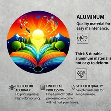 Vibrant Sunrise Mountain Landscape with Birds Round Aluminum Metal Sign