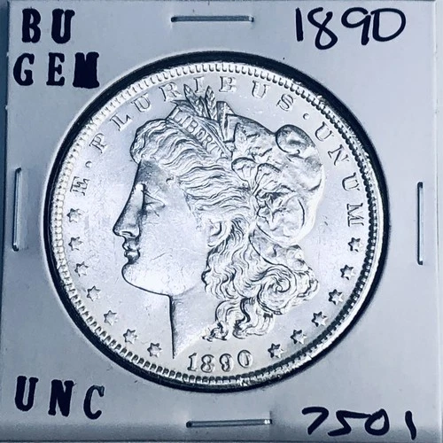 1890 BU GEM MORGAN SILVER DOLLAR UNC MS+++ U.S. MINT RARE COIN 7501