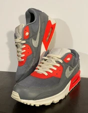 NIKE MENS SIZE 10 AIR MAX 90 ID BY YOU GREY WHITE CRIMSON FZ3984-900 CUSTOMIZED