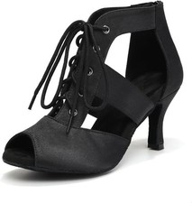 Women's Ballroom Dancing Boots Open Toe Lace Up Ankle Dance Latin...
