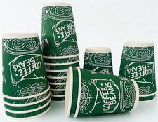 500 x 12oz Ripple Paper Cups Strong Disposable Insulated Coffee Cups Takeaway