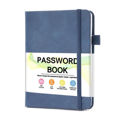 Password Keeper Book Alphabetical Tabs AZ Website Login Log Notebook Dark Blue