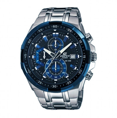 Casio Edifice Herrenuhr EFR-539D-1A2 Blaue Lünette Chronograph Silber Stahl