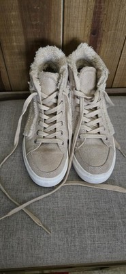 Marc Fisher Beige Faux Fur Lined High-Top Lace-Up Sneakers US 6 Fall/Winter