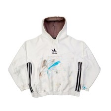 Vintage Adidas Heavyweight Baggy Hoodie XL Distressed Painter Three Stripe 90s