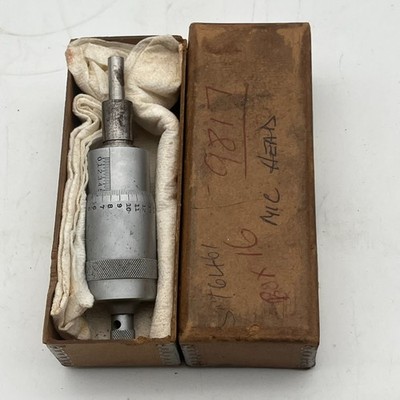 Vintage Moore & Wright großer Mikrometerkopf 0-1 Zoll 0,001 Zoll verpackt mit Schraubenschlüssel