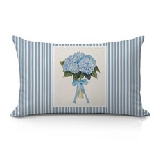 Blue Hydrangea Floral 12x20 Pillow Cover, Blue Room Decor Aesthetic, Preppy G...