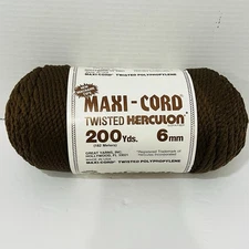 Maxi-Cord Twisted Herculon 200 Yards 6mm Made In USA Maxicord Twisted Poly Brown