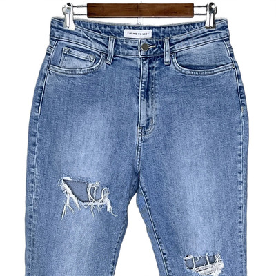Flying Monkey womens distressed high rise tapered jeans size 29 stretch denim