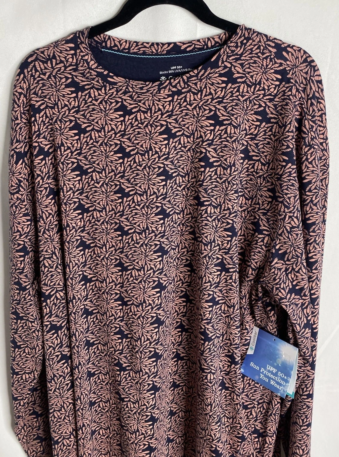 Coolibar Mens Morada Everyday Long Sleeve T-Shirt Size 2XL Blue /Pink UPF 50+