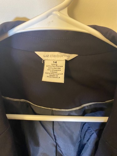 Liz Claiborne Business Jacket Blazer Womens Size 14 Navy One Button Office - Picture 2 of 3