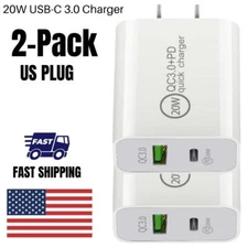 1-2Pack 20W PD USB C QC 3.0 Fast Wall Charger Universal Adapter For iPhone 14/13