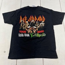 Def Leppard Black 2009 Tour Concert Front Back Graphic T-shirt Adult Size Large