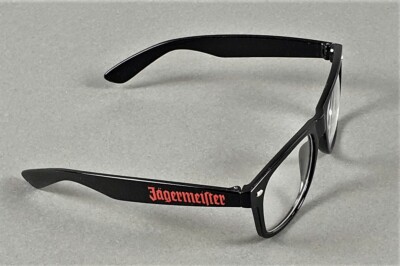 Jägermeister Nerd Brille  Spassbrille Glaseinsatz schwarze Bügel (457)