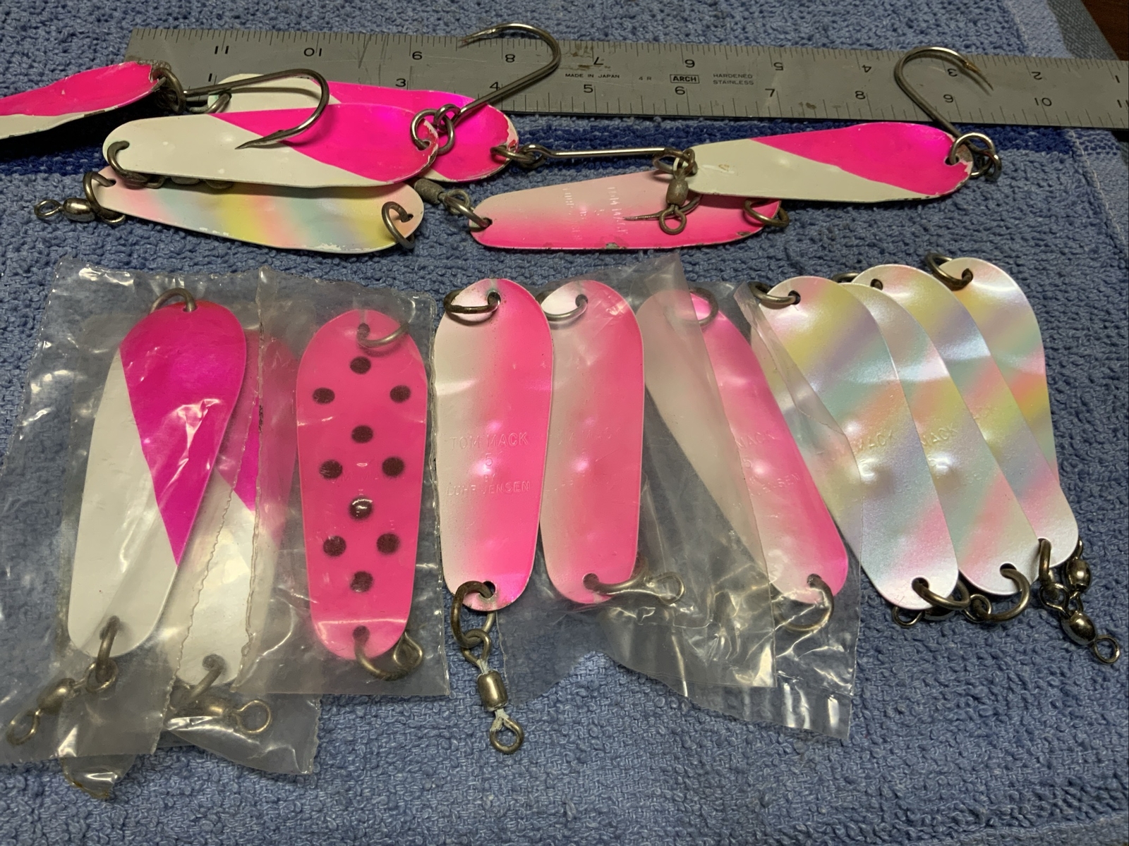 10 New Tom Mack Coho Salmon Trolling Spoons + 6 Pink White 5 31/4