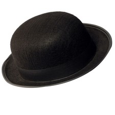 Black Bowler Derby Hat Lined Fedora Party Costume Hat Magician Hat