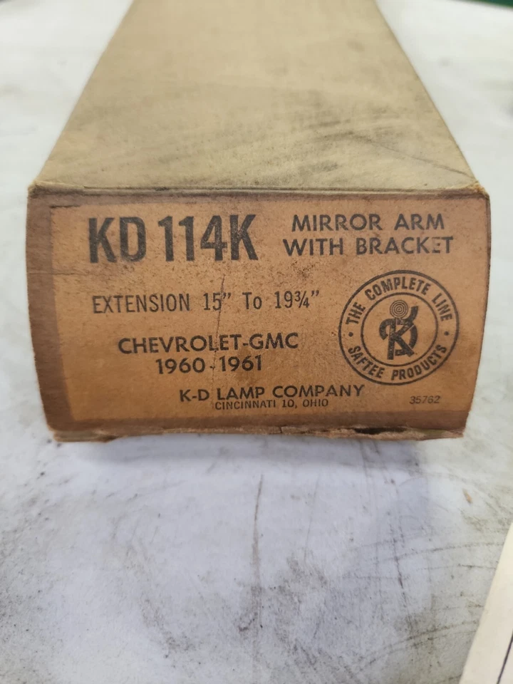 Brazo de espejo retrovisor NOS KD 114K con soporte Chevrolet GMC 1960-1961 negro - ¡Completo! Foto 2 de 4