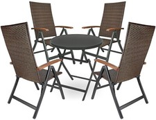 BRUBAKER Modena Set di Arredo Sedie da Giardino Poli Rattan e Tavolo Vetro 70 cm