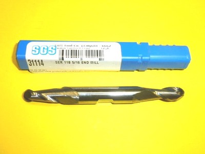 NOS! SGS 5/16'' DOUBLE ENDED SOLID CARBIDE BALL END MILL, 2-FLUTE, #31114