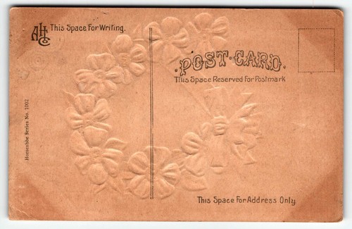 Postcard Pink Flower Horseshoe "Remembrance" UNP - Picture 2 of 2