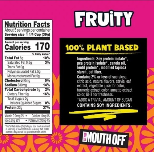 Kellogg's Eat Your Mouth Off FRUITY Plant Based Breakfast Cereal 7.4 oz -2 Pack - Picture 2 of 10