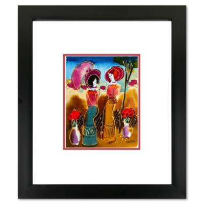 Moshe Leider, Framed Original Mixed Media Watercolor Painting, Hand Signed