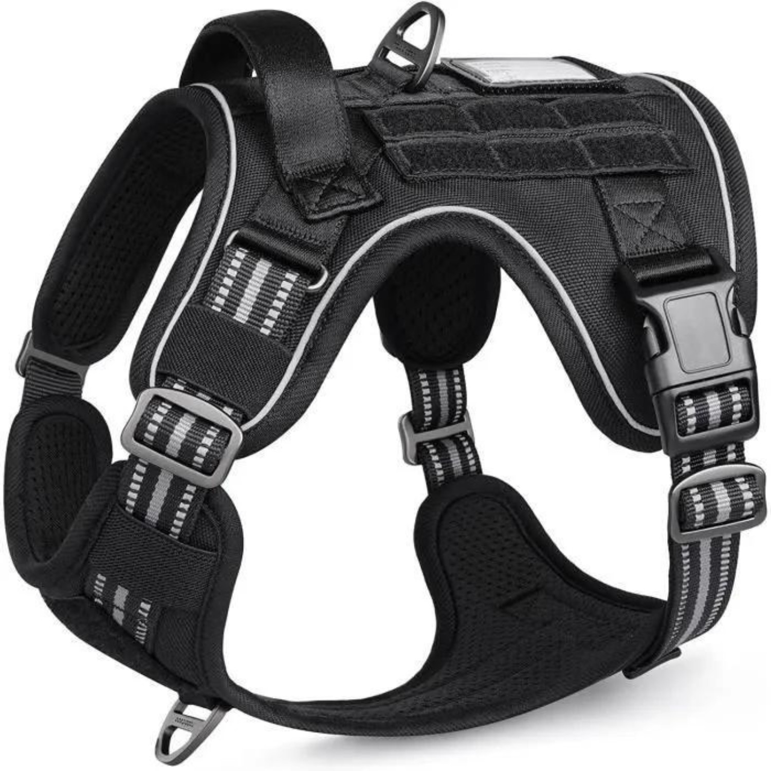 Harnais pour chien facile à mettre en nylon rouge réglable pour randonnée et balade urbaine