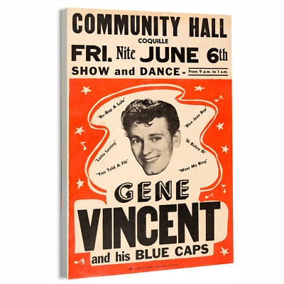 1958 Gene Vincent Community Hall Extremely Rare Movie Poster or Canvas