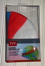 TYR Graphic Silicone Swim Cap Youth Fit Ages 10
