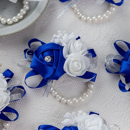 Bridesmaid Wrist Corsage Bracelet Pearl Hand Flowers Wedding Party Prom Decor UK - Picture 6 of 18