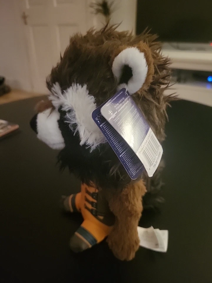 Marvel Guardians of the Galaxy 9" Talking Rocket Raccoon Plush Toy 4 Phrases - Image 3 of 4