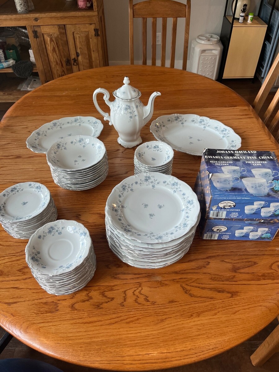 Johann Haviland Bavaria Germany Fine China Blue Garland set service for 12