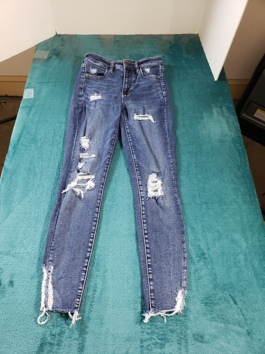 American Eagle Jeans Sz Womens Blue Stretch Pants Ladies High