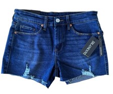 BLANKNYC Women's The Astor Cut-Off Denim Shorts Mid Rise Raw Hem Size 27 Blue