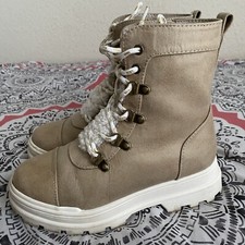 Girls Chunky Taupe Boots Size 2