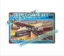 indoor bedroom design 1965 Marx Steam Type Electric Train metal tin sign