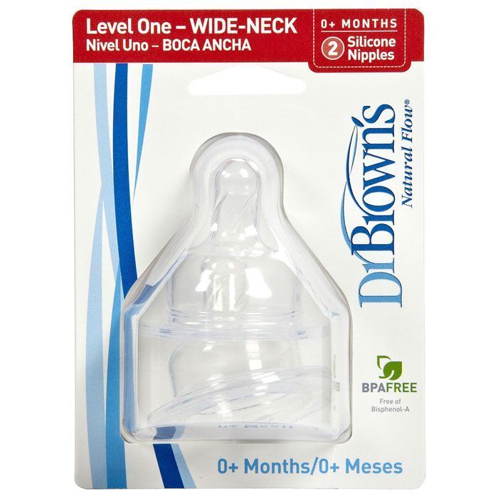 Dr. Brown's - Natural Flow Wide-Neck Level 2 Silicone Nipples 3m+ - 2 Pack  