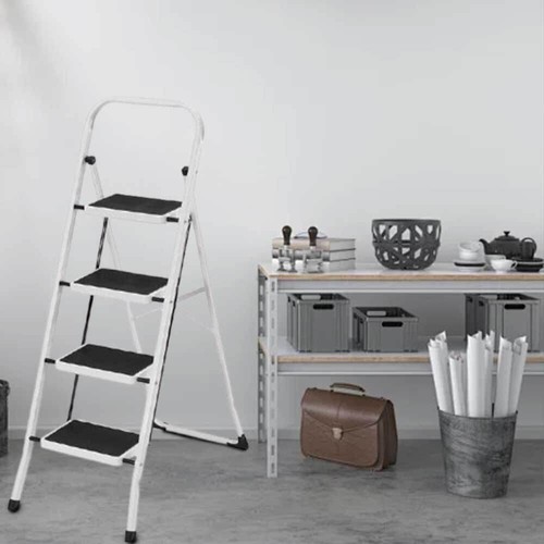 4 Step Foldable Ladder Heavy Duty Stepladder Non Slip Tread Safety Steel Step - Picture 4 of 8