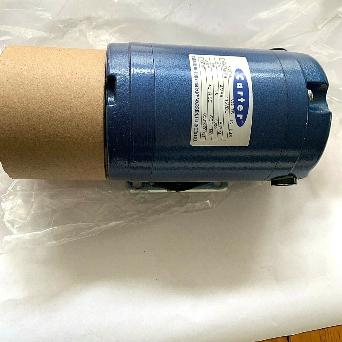 NEW CARTER MOTOR COMPANY MSC366EB ELECTRIC MOTOR 115VDC 1/6Hp