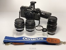 Olympus OM-1 35mm Film Camera SLR w/Zuiko 3Lens, Motor Drive Winder2 -Excellent
