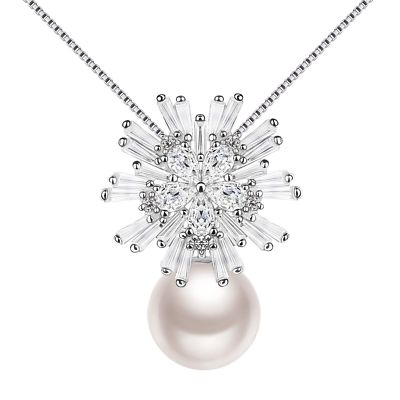  Süßwasserperlen Anhänger Halskette Sterlingsilber J.Rosee ''Blumen und Perle''