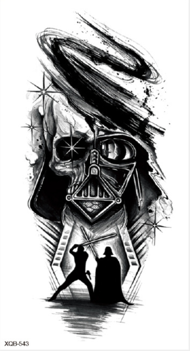 Set of Waterproof Temporary Tattoo Stickers Skull Star Wars