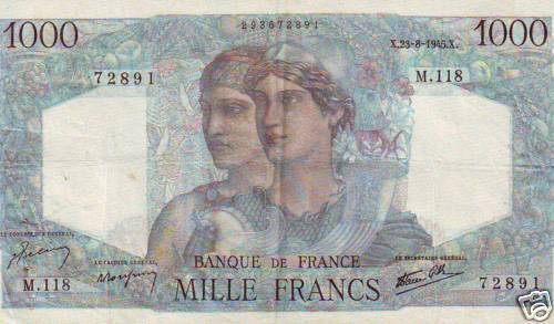 Billet Ancien De 1000 Francs Français - Rassemblement Du Peuple Français 1947, État SPL