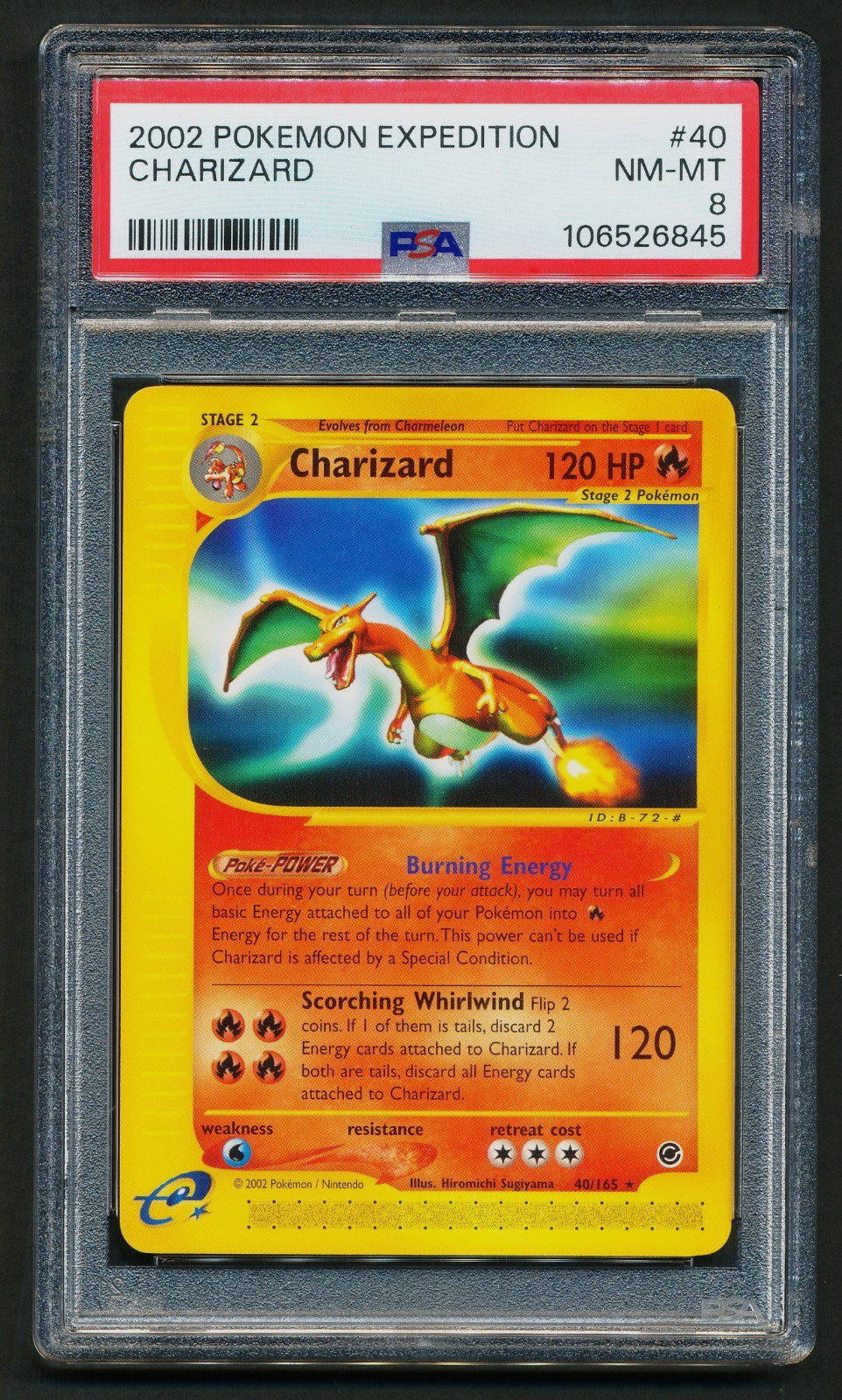 Charizard 40/165 Rare Pokémon 2002 Expedition PSA 8 NM-MT