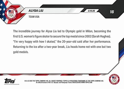 2026 Topps Now Olympics #16 Alysa Liu Team USA Figure Skating | eBay