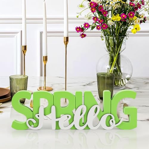 Holzschild Hallo Frühling, Frühlingsdeko für Zuhause, Büro, Regal, Kaminsims, - Bild 7 von 8
