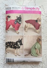 Simplicity 2303 Sewing Pattern Dog Coats or Shirt for Large or Extra Large Dogs