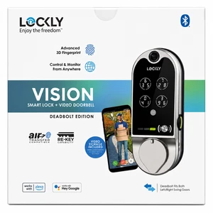 Lockly Vision Smart Lock + Video Doorbell Deadbolt Edition WiFi Fingerprint Key