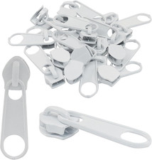 100 Pack 5 Zipper Sliders Replacement, White Zipper Pulls Bulk